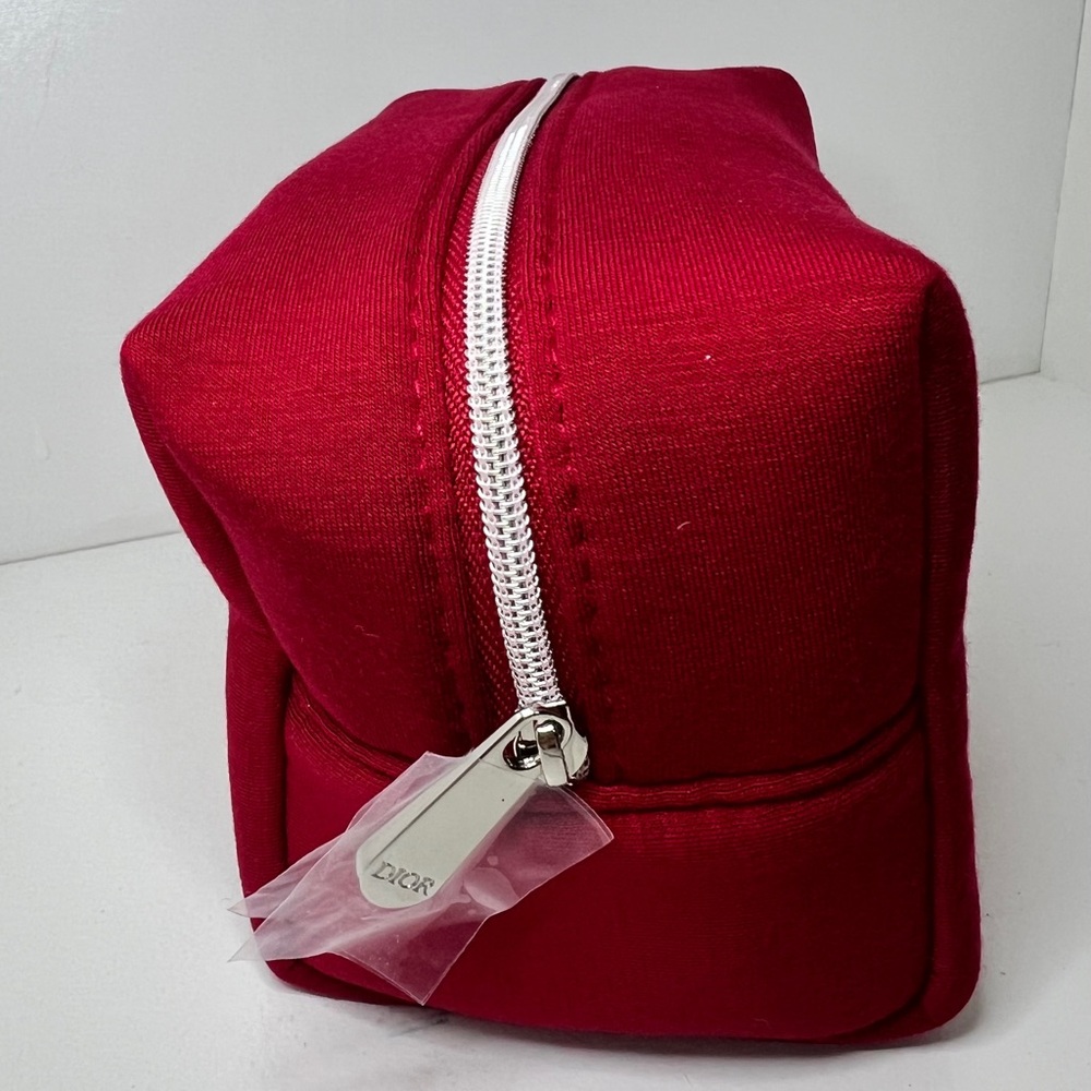 Dior Red Cosmetic Pouch Bag - Deep Red with Silver Accents - Picture 2 of 7
